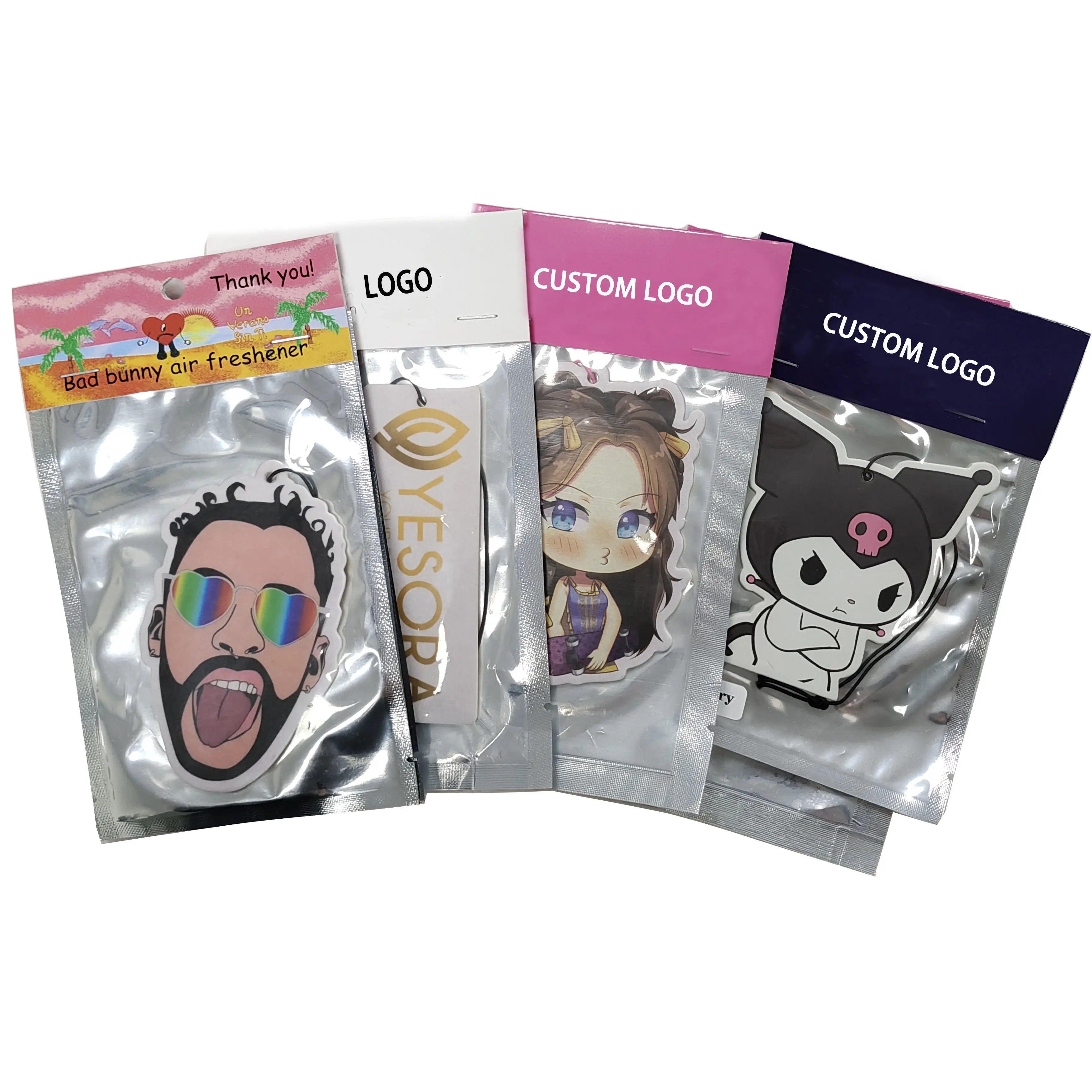 Custom different shapes smells blank car paper air freshener double side printed air freshener paper for car promotional gift