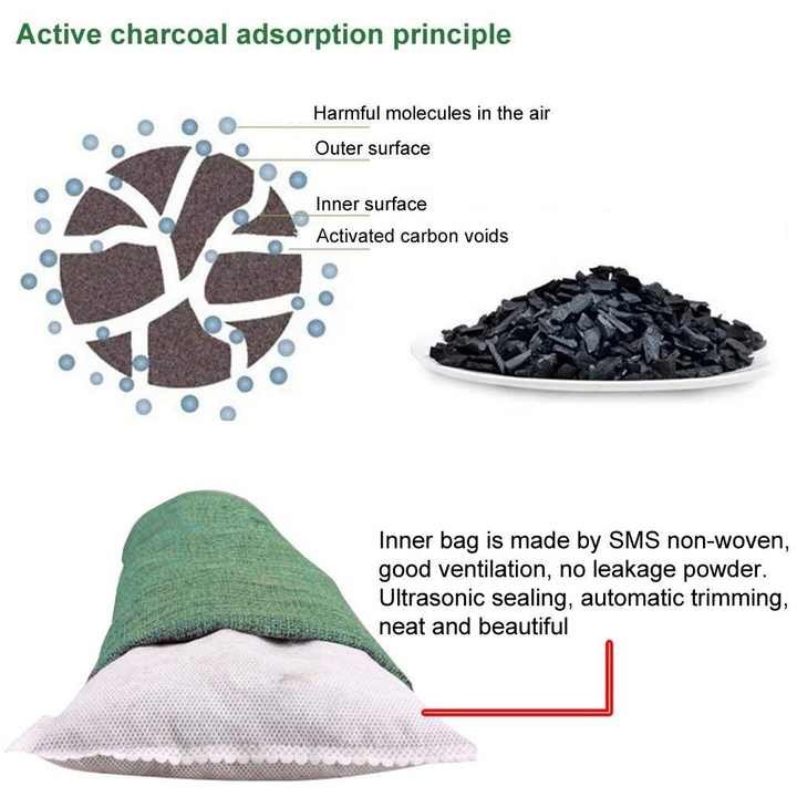 LEGREEN 50g Activated Bamboo Charcoal Air Purifying Deodorizer Bags Shoes Deodorant Car Air Freshener Odor Eliminator Bag