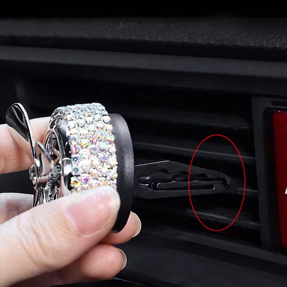 Car Air Freshener Diffuser Vent Clip Fan-shaped Rotation Air Outlet Aromatherapy Bling Metal Fan Car Air Vent Clip Freshener