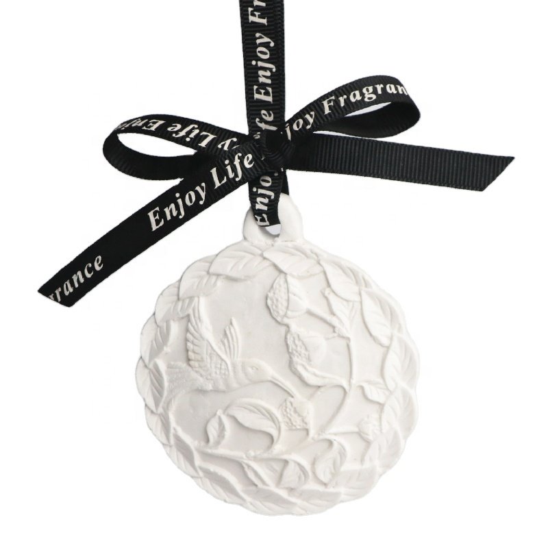 Hanging Round Scented Ceramic Flower Car Wardrobe Air Freshener Porcelain Fragrance Essential Oil Aroma Plaster Diffuser