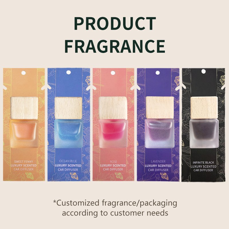 factory Wholesale 8ml Car Aromatherapy Reed Diffuser Custom Fragrance Wooden Cover Hanging Air Freshener Oil for car