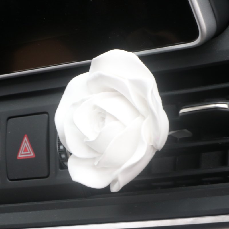 FinRu Stocked Wholesale Scented Ceramic Rose Flower Shaped Car Aromatherapy Essential Oil Diffuser Car Vent Clip Air Freshener