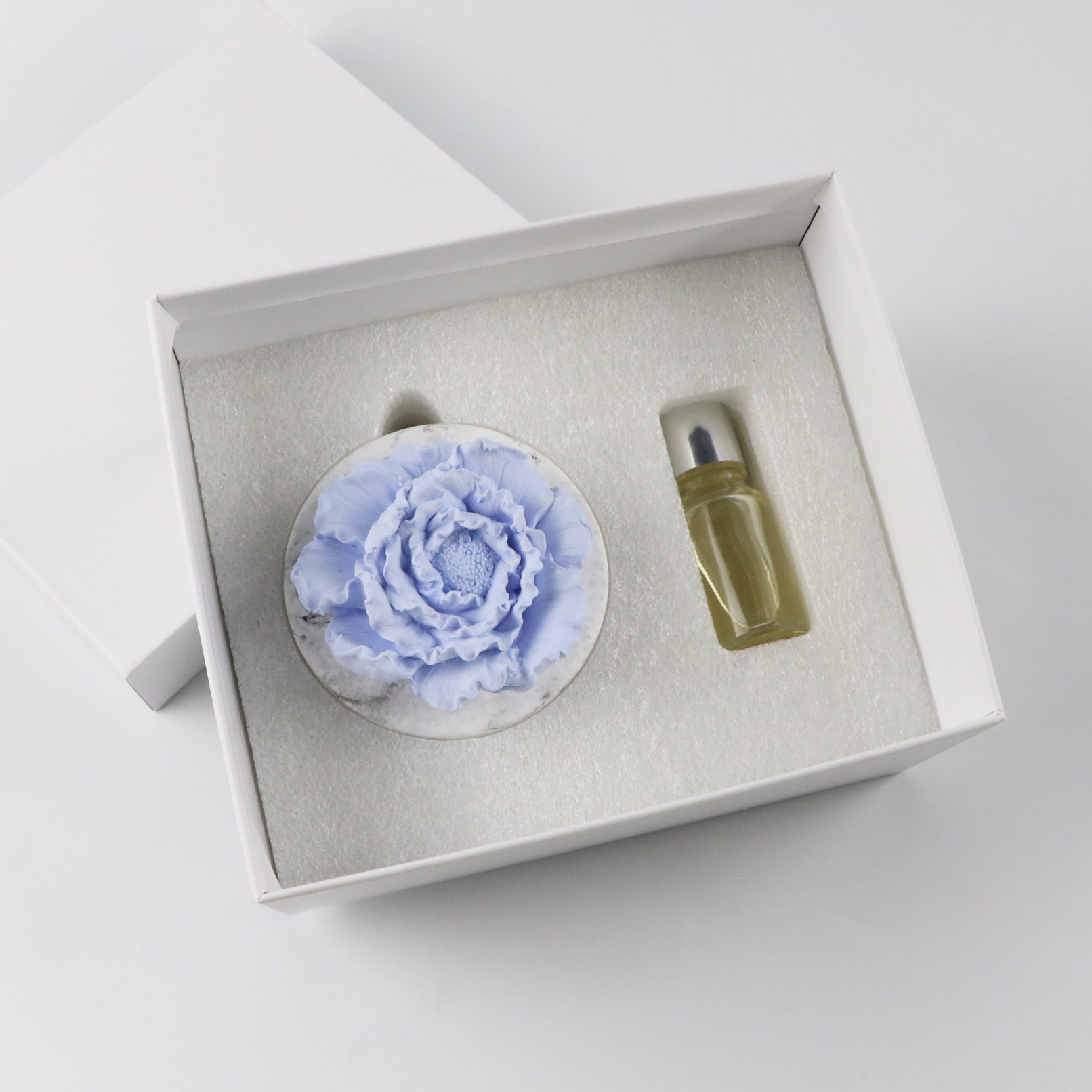Wholesale Stocked Home Car Decoration Scented Ceramic Stone Porcelain Peony Flower Fragrance Essential Oil Aroma Diffuser