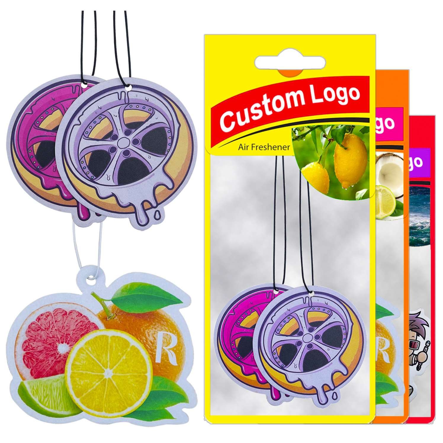 Customized promotional shaped paper car air freshener hanging