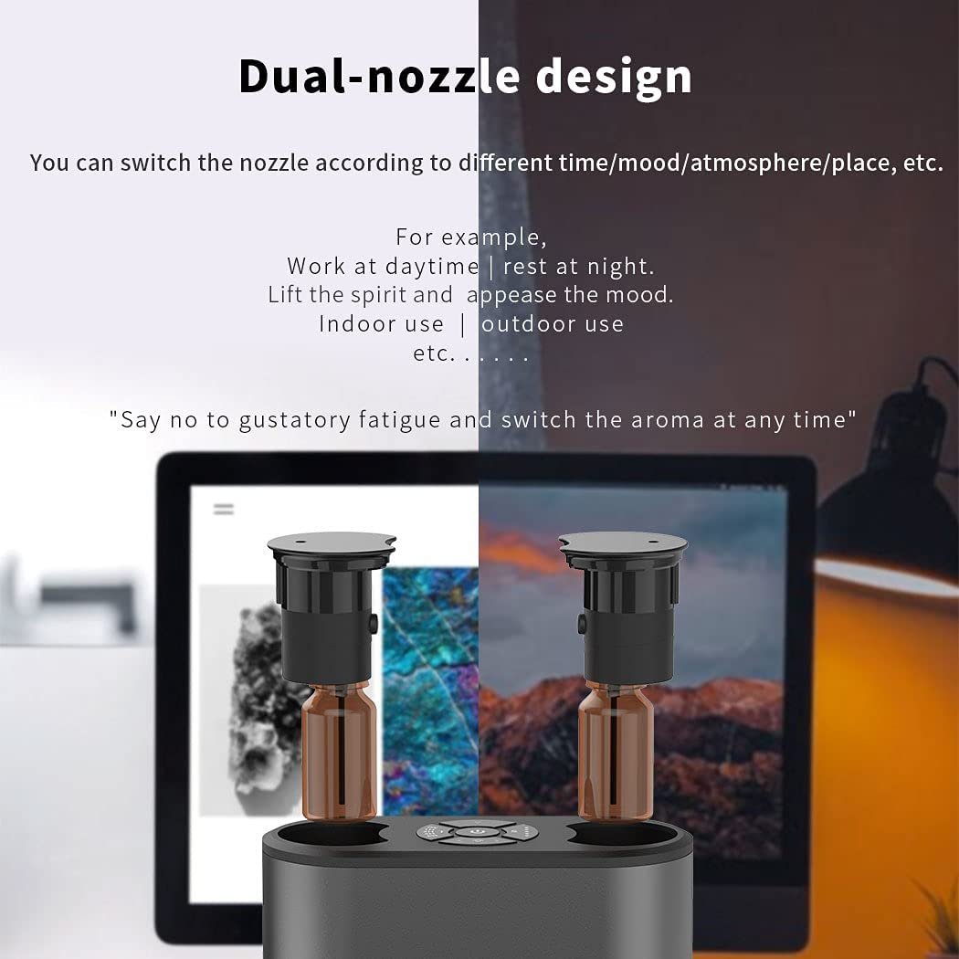 Tyloc Pride Double Nozzle Aromatherapy Diffuser Cordless Essential Oil Nebulizer Battery Operated for Living Room Office Home