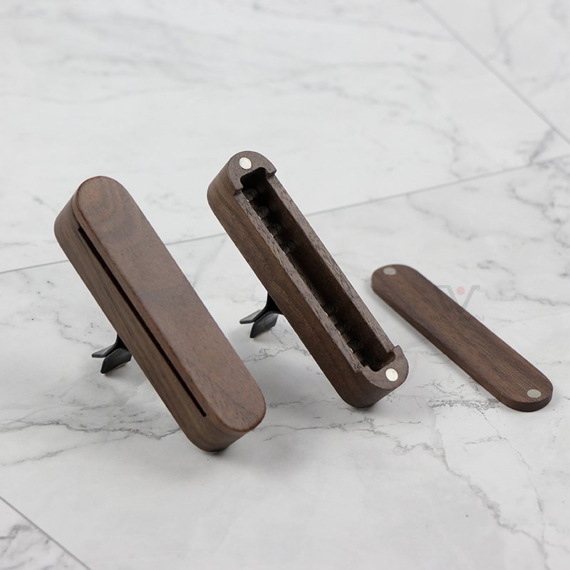 Eco Black Walnut Wood Car Aromatherapy Perfume Diffuser Clip For Car Vent Interior Decoration
