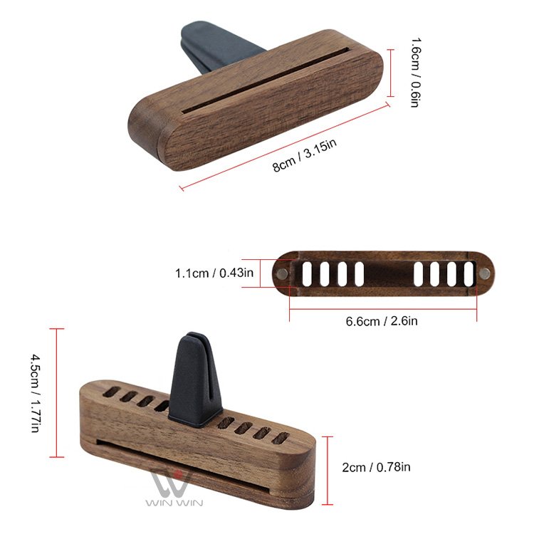 Sapele Wood Car Diffuser Clip Walnut Wood Outlet Perfume Air Fragrance Clip Aromatherapy Car Air Freshener Accessories