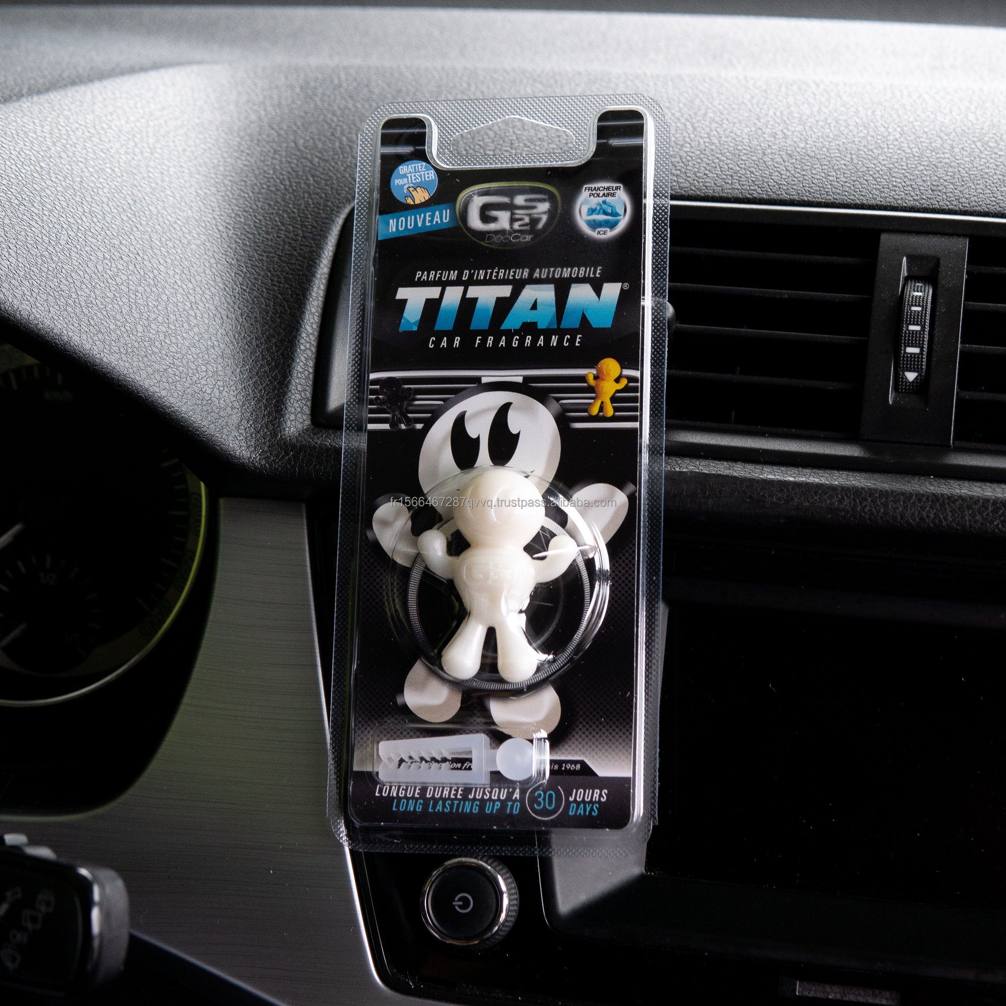 GS27 Premium Air Freshener DEOCAR TITAN ICE French Fragrance Modern Solid Plastic Clip-On Car Perfume for Vent Home Modern Style