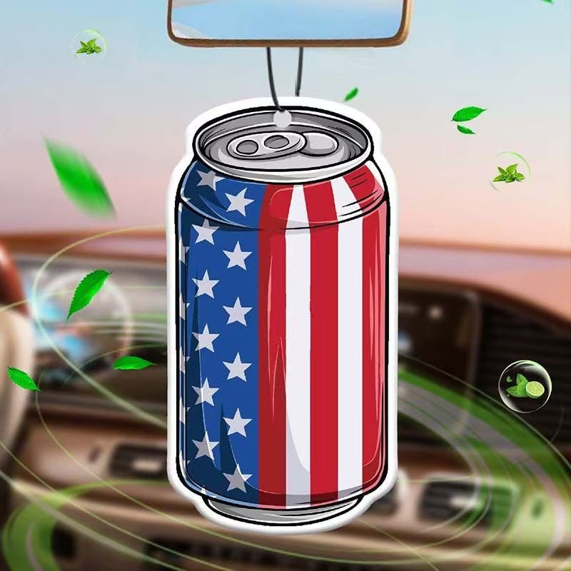 Hang car air freshener custom logo Flag can shape car air freshener