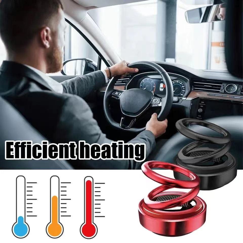 Portable Kinetic Mini Car Air Freshener Solar Powered Double Ring Rotating Air Cleaner Perfume Fragrance Diffuser Decoration