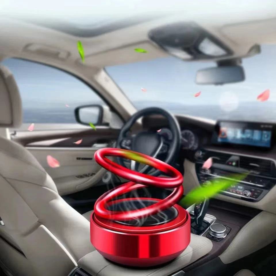 Portable Kinetic Mini Car Air Freshener Solar Powered Double Ring Rotating Air Cleaner Perfume Fragrance Diffuser Decoration