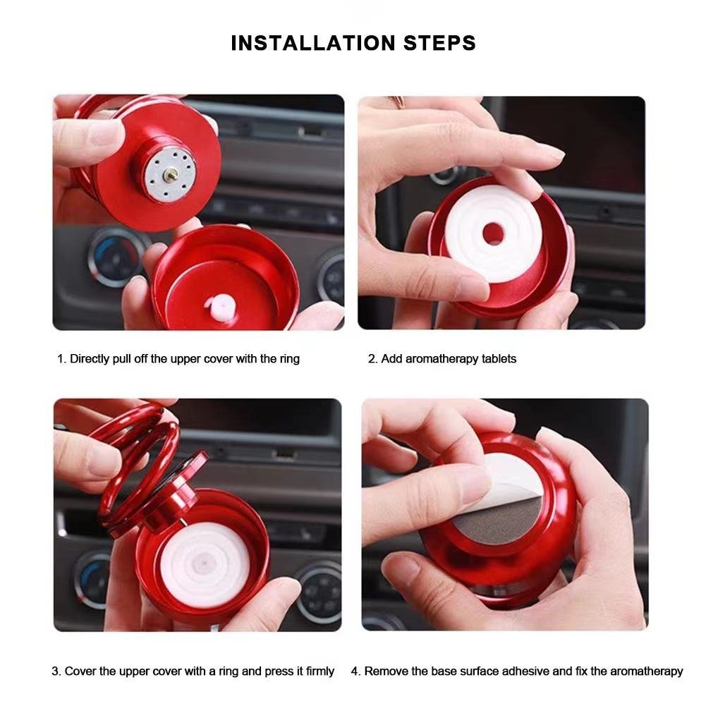 Portable Kinetic Mini Car Air Freshener Solar Powered Double Ring Rotating Air Cleaner Perfume Fragrance Diffuser Decoration