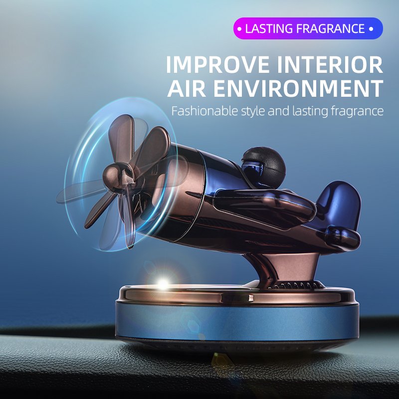 Hot selling auto interior products creative solar auto rotating aircraft fragrance accessories car freshener