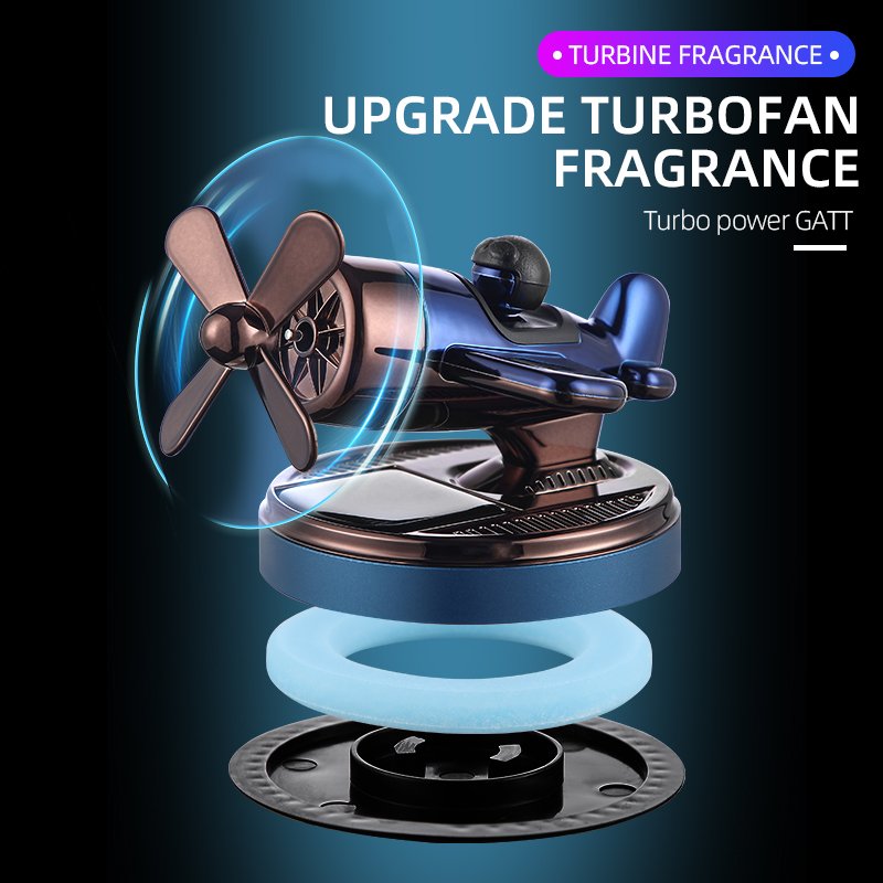 Hot selling auto interior products creative solar auto rotating aircraft fragrance accessories car freshener