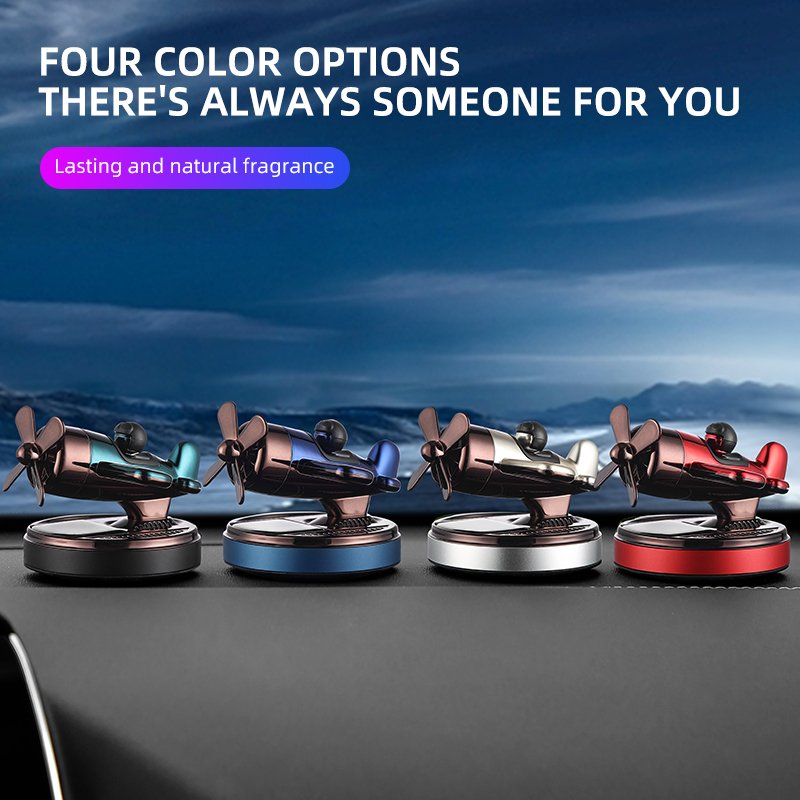 Hot selling auto interior products creative solar auto rotating aircraft fragrance accessories car freshener