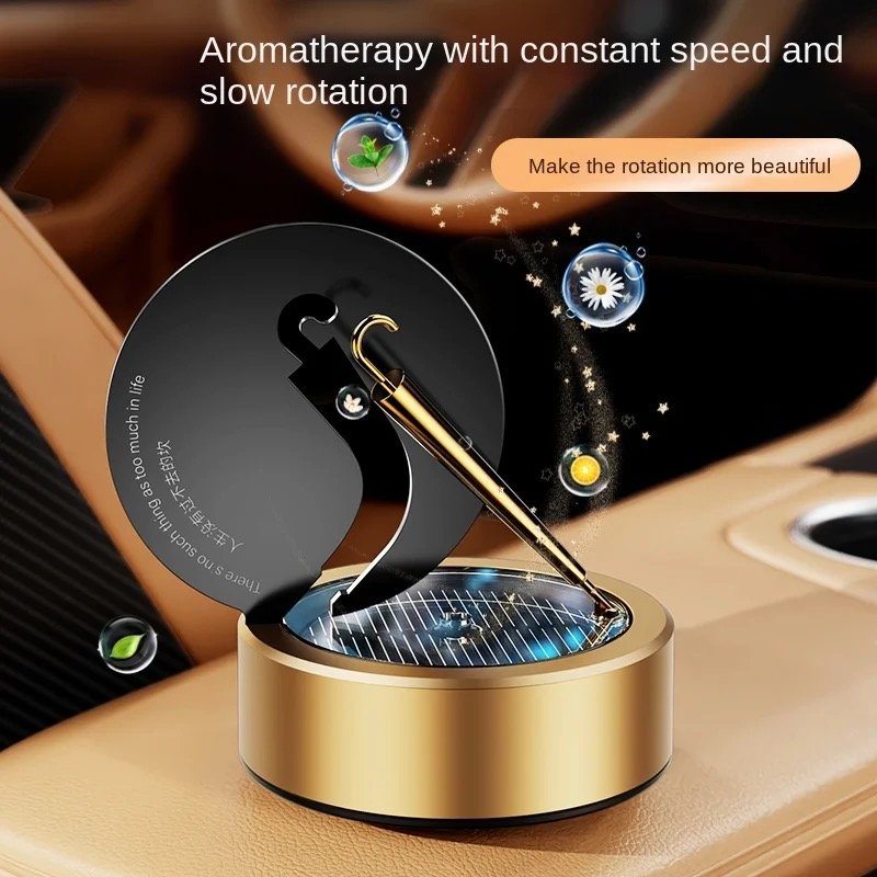 Small Golden Umbrella Solar Car Aromatherapy Car Rotating Perfume Car Interior Decoration Fragrance