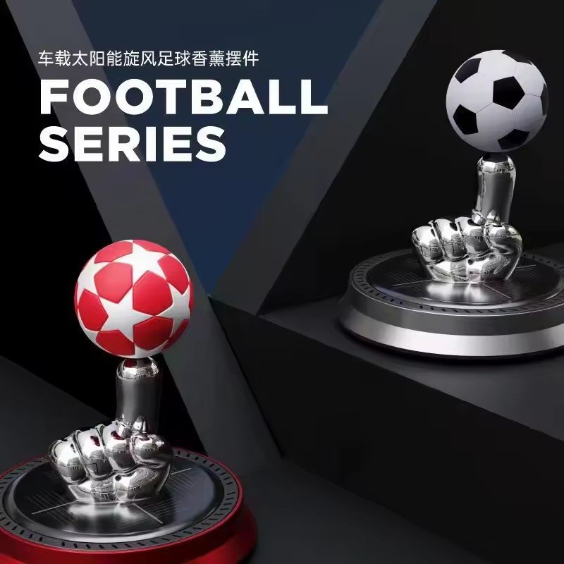 Stylish solar scents auto diffuser football rotation essential oil lasting car air freshener perfume
