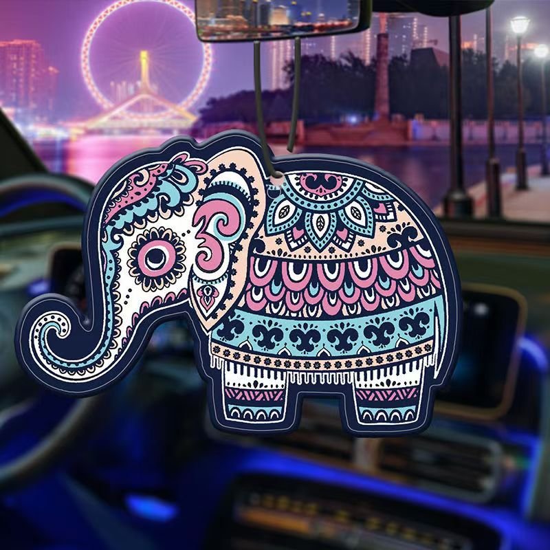 Custom design Hanging air freshener portable car perfume Elephant pattern Arctic ice scent