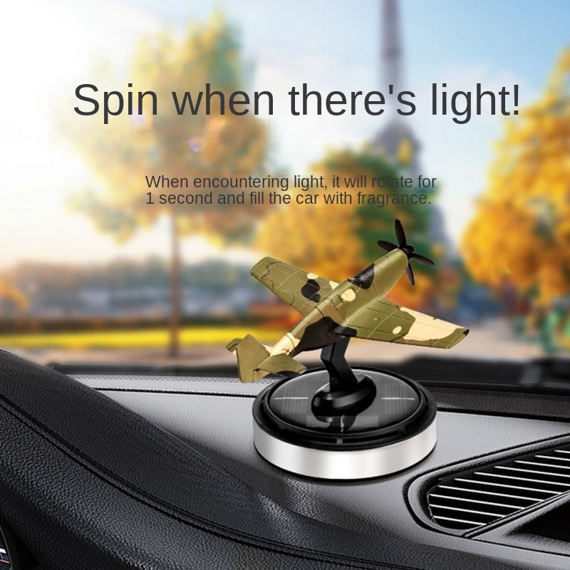 Custom Solar Powered Rotation Airplane Solar Aromatherapy Car Air Freshener Car Essential Oil Diffuser