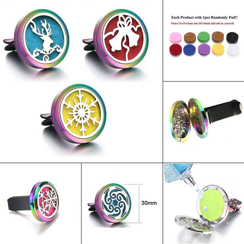 Christmas Design Aromatherapy Perfume Essential Oil Locket Car Diffuser Air Freshener Vent Clip