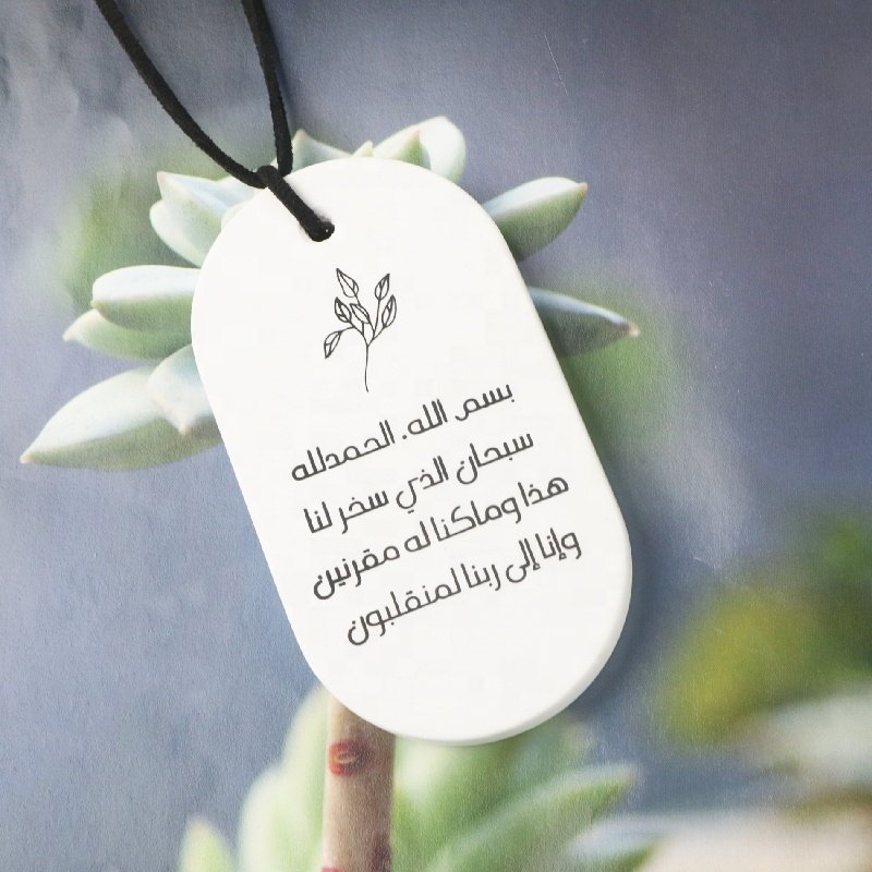 Stocked Wholesale Oval Shape Hanging Car Wardrobe Air Freshener Scented Ceramic Home Aroma Plaster Flower Essential Oil Diffuser