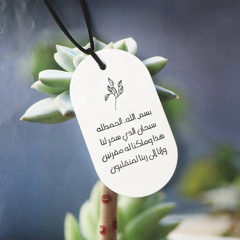 Stocked Wholesale Oval Shape Hanging Car Wardrobe Air Freshener Scented Ceramic Home Aroma Plaster Flower Essential Oil Diffuser