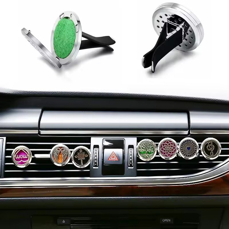 Essential Oil Aromatherapy Perfume Freshener Car Aromatherapy Diffuser Stainless Steel Locket Vent Clip