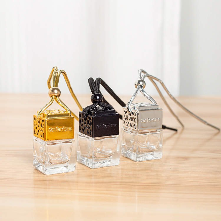 Modern Square Clear Glass Car Air Freshener Perfume Diffuser Windshield Fragrance Bottle