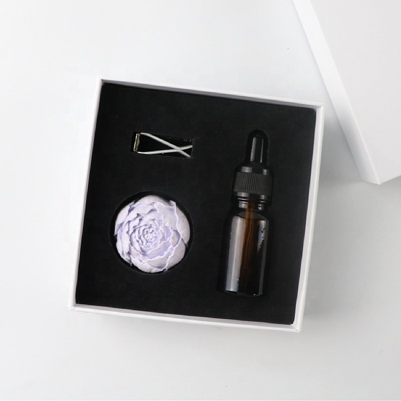 Hot Sale Stocked Aroma Plaster Peony Ceramic Flower Porcelain Fragrance Essential Oil Diffuser Car Vent Aroma Air Freshener