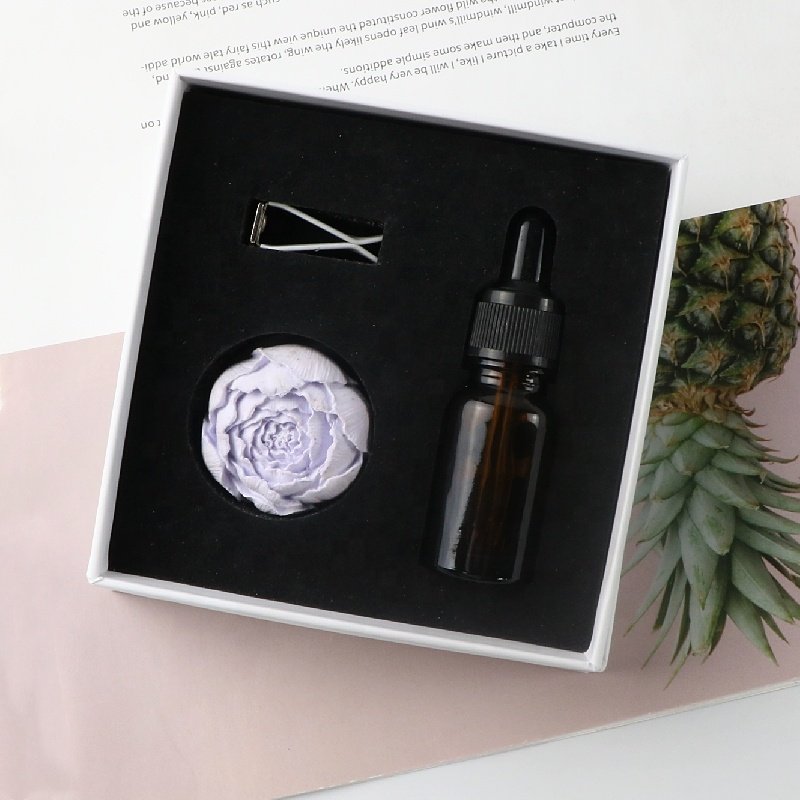 Hot Sale Stocked Aroma Plaster Peony Ceramic Flower Porcelain Fragrance Essential Oil Diffuser Car Vent Aroma Air Freshener