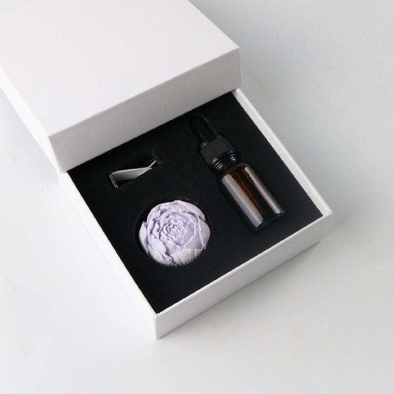 Hot Sale Stocked Aroma Plaster Peony Ceramic Flower Porcelain Fragrance Essential Oil Diffuser Car Vent Aroma Air Freshener