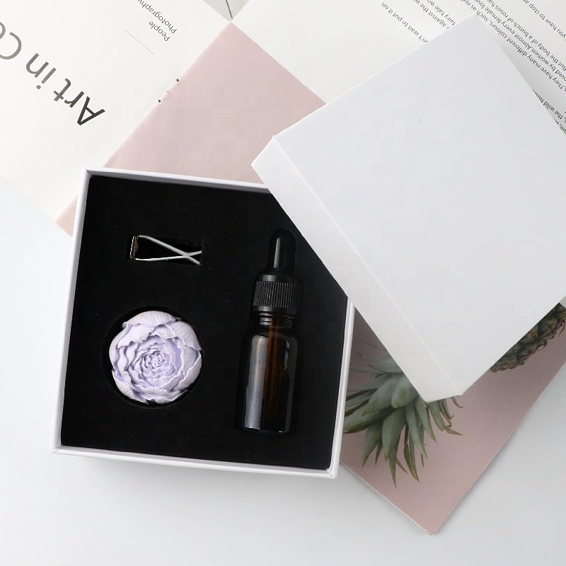 Hot Sale Stocked Aroma Plaster Peony Ceramic Flower Porcelain Fragrance Essential Oil Diffuser Car Vent Aroma Air Freshener