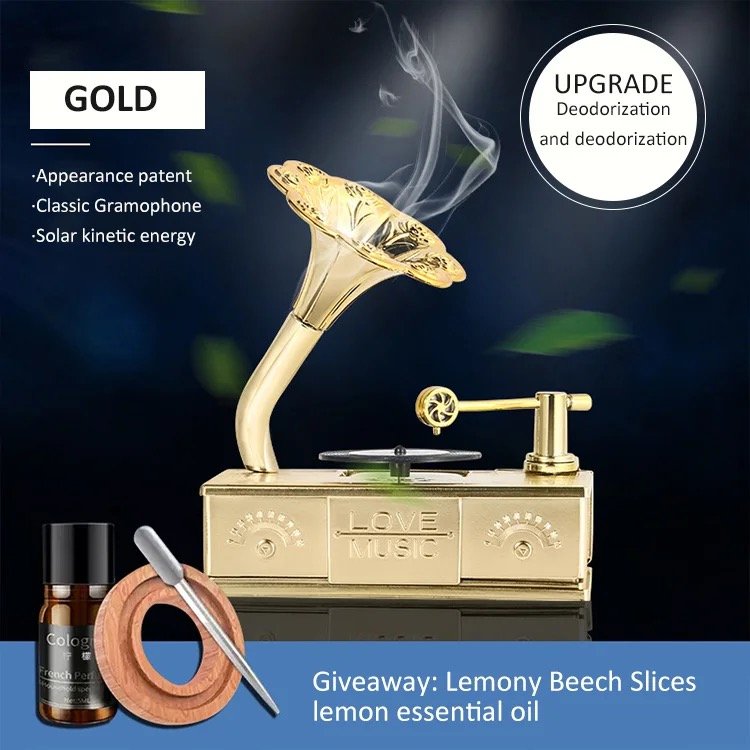 Creative design phonograph aromatherapy ornaments air freshener lasting fragrance perfume essential oil car perfume