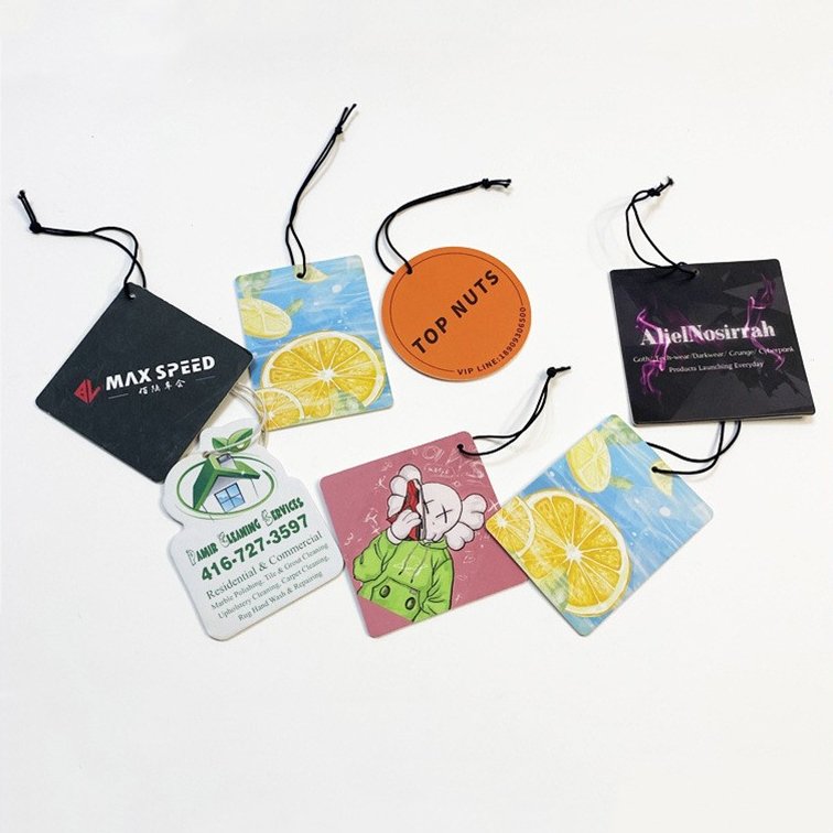 Custom shape perfume deodorant hanging cotton paper material car air freshener car air fresher with logo