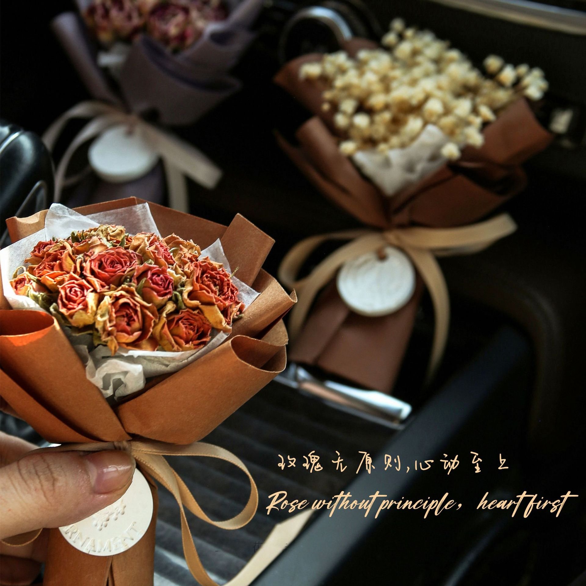 Car fragrances mini dried flower decoration for car interior accessories