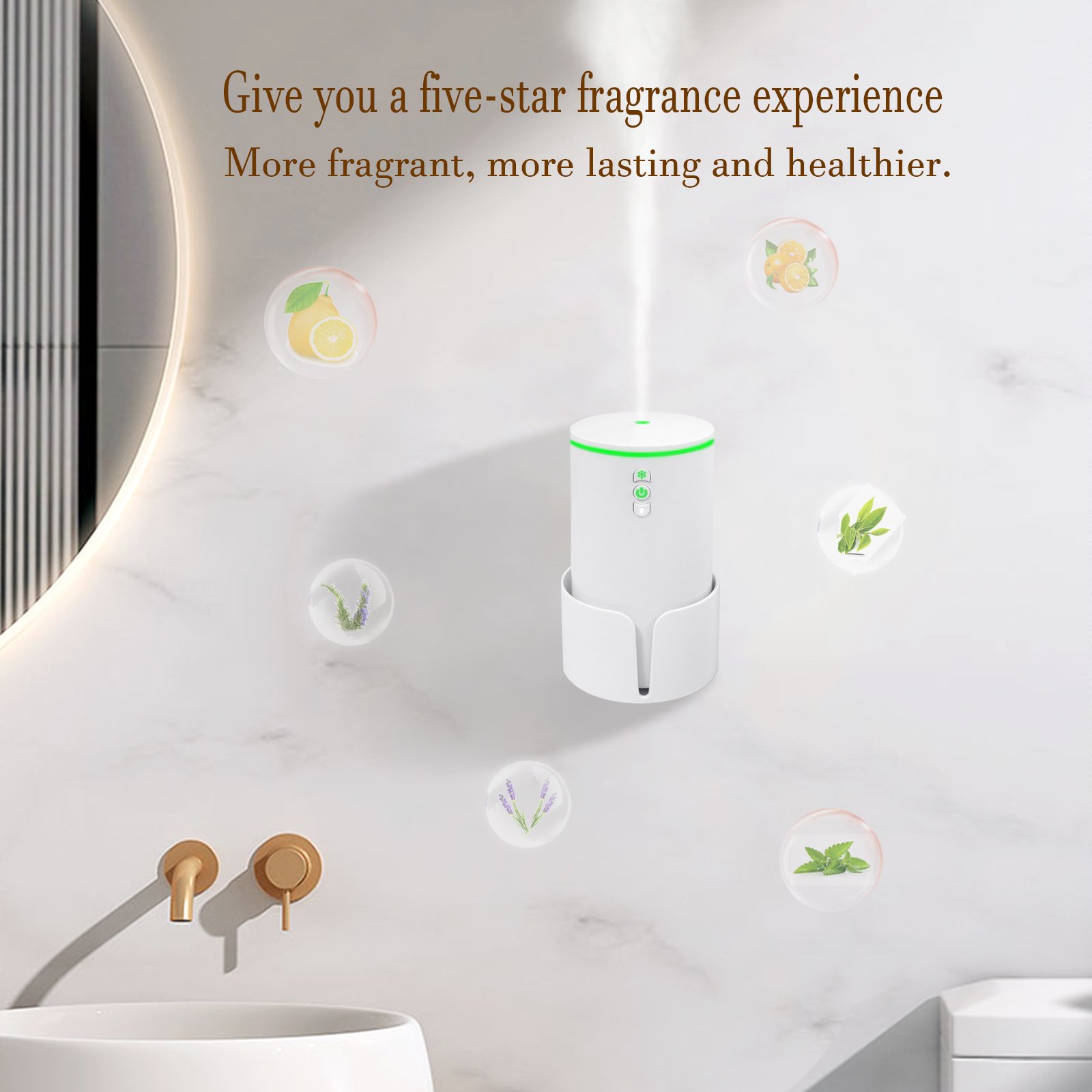 White Ultrasonic Aroma Dispenser usb Air Freshener Wall Plug Fragrance Diffuser for Home Toilet Hotel