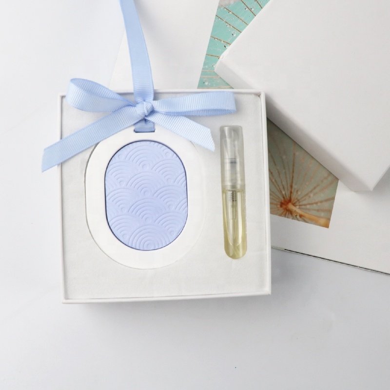 Wholesale Stocked Color Scented Ceramic Flower Aroma Plaster Hanging Car Home Wardrobe Air Freshener Home Fragrance Oil Diffuser