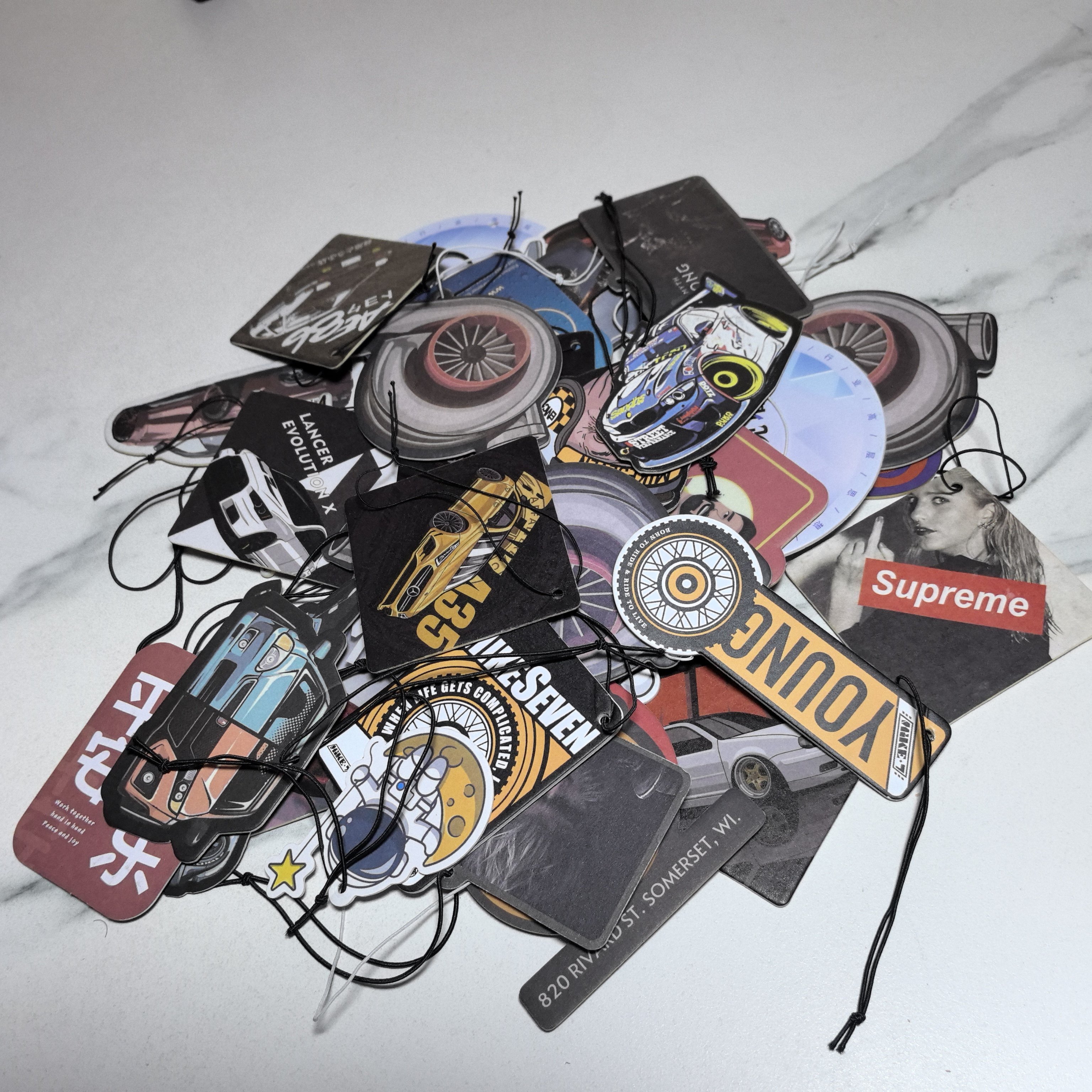 Super durable fragrance Custom design paper car air freshener Different smell custom air freshener car logo