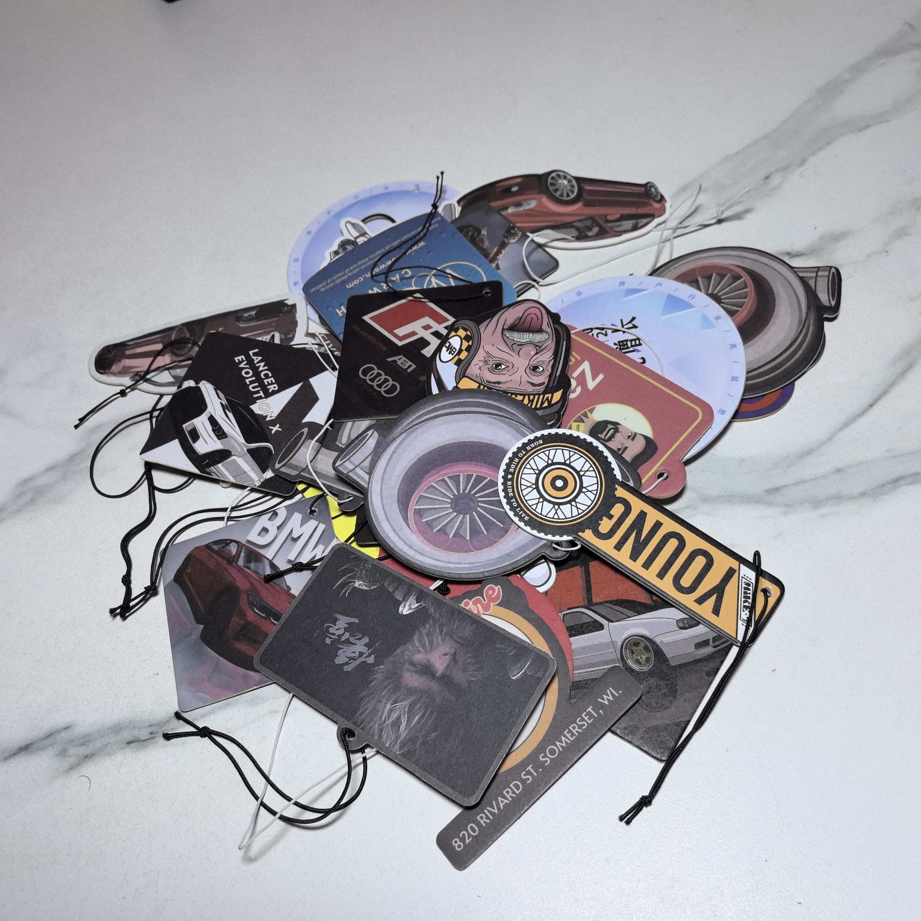 Super durable fragrance Custom design paper car air freshener Different smell custom air freshener car logo