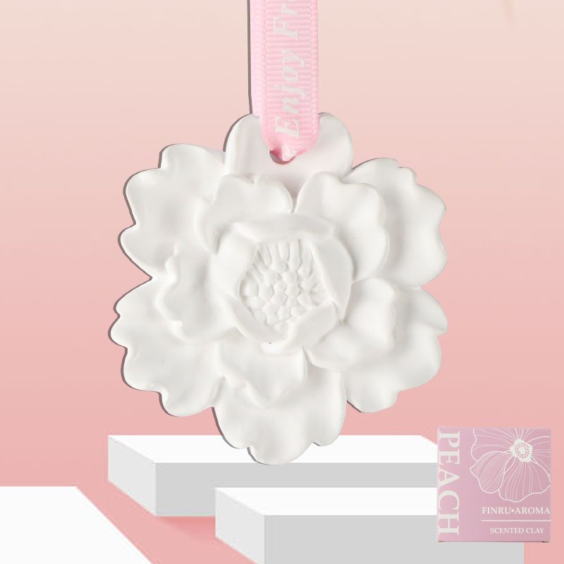 Peony Flower Shaped Hanging Scented Ceramic Aromatherapy Essential Oil Fragrance Diffuser Pendant Car Wardrobe Air Freshener