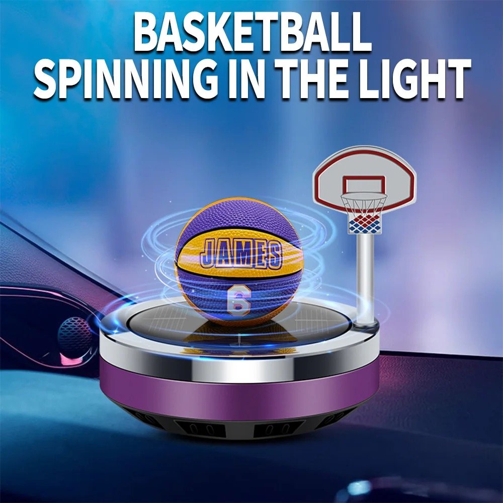 Factory direct sale solar powered basketball rotating car interior car aromatherapy for var