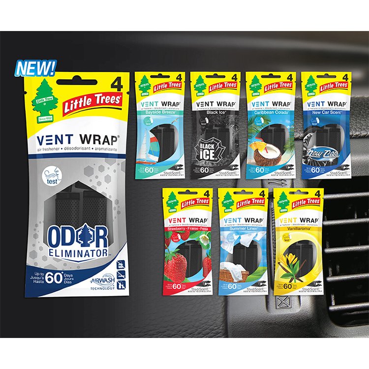 4 Packs Slip on Vent Blade Provides Long-Lasting Scent Rectangle Little Trees Car Vent Wrap Air Freshener