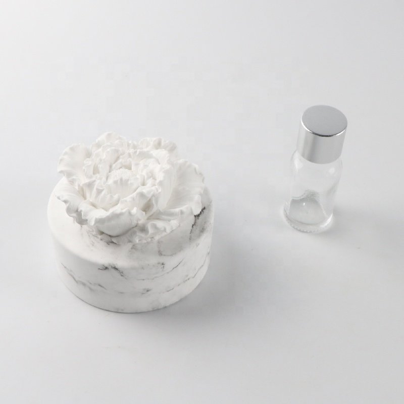 White Ceramic Peony Flower Shape Aromatherapy Gift Box Home Decoration Lasting Aroma Porcelain Fragrance Essential Oil Diffuser