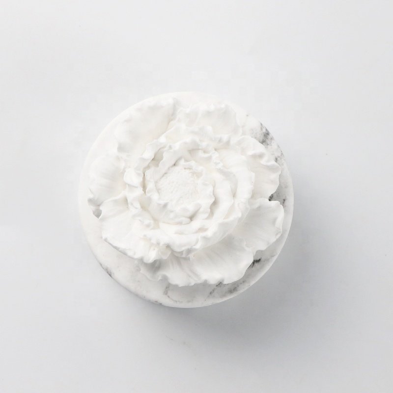 White Ceramic Peony Flower Shape Aromatherapy Gift Box Home Decoration Lasting Aroma Porcelain Fragrance Essential Oil Diffuser