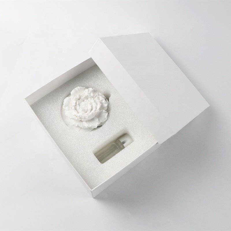 White Ceramic Peony Flower Shape Aromatherapy Gift Box Home Decoration Lasting Aroma Porcelain Fragrance Essential Oil Diffuser