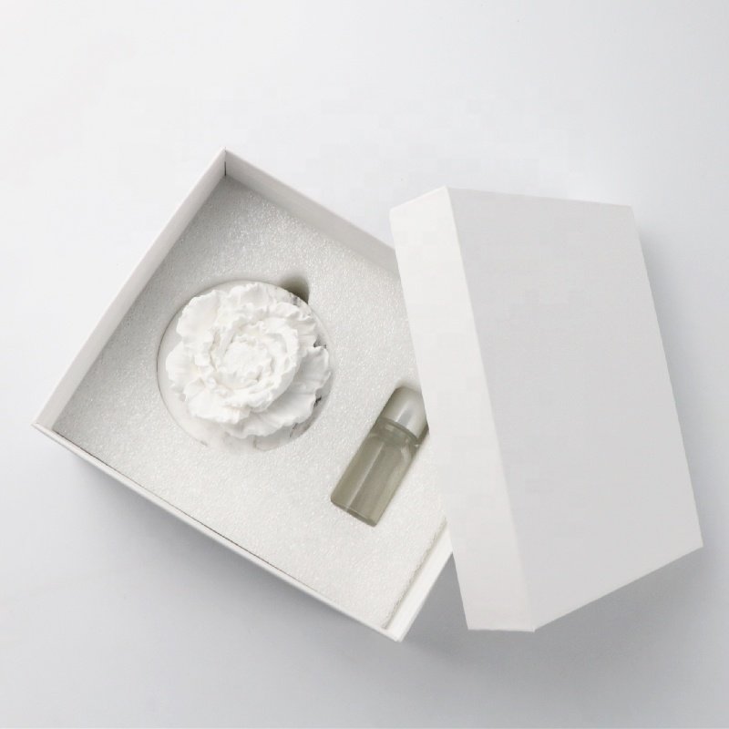 White Ceramic Peony Flower Shape Aromatherapy Gift Box Home Decoration Lasting Aroma Porcelain Fragrance Essential Oil Diffuser