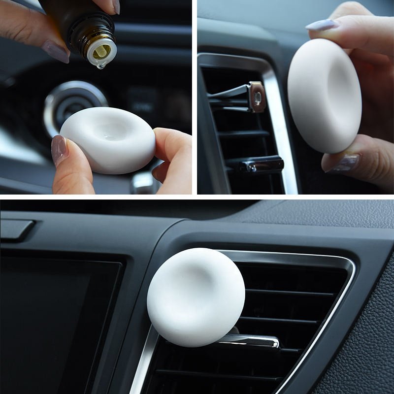 Automotive Parts Round Gypsum Scented Clay Stone Mini Car Plug-in Essential Oil Diffuser