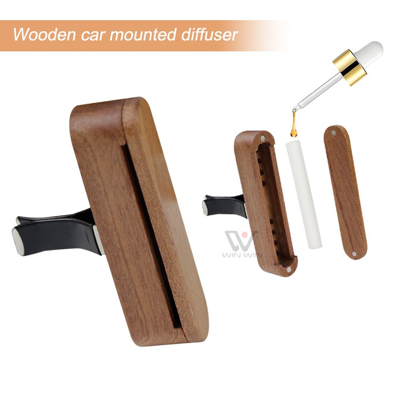 Car Diffuser Clip Air Freshener Custom Walnut Wood Outlet Perfume Air Clip Car Perfume Diffuser Fragrance Car Accessories