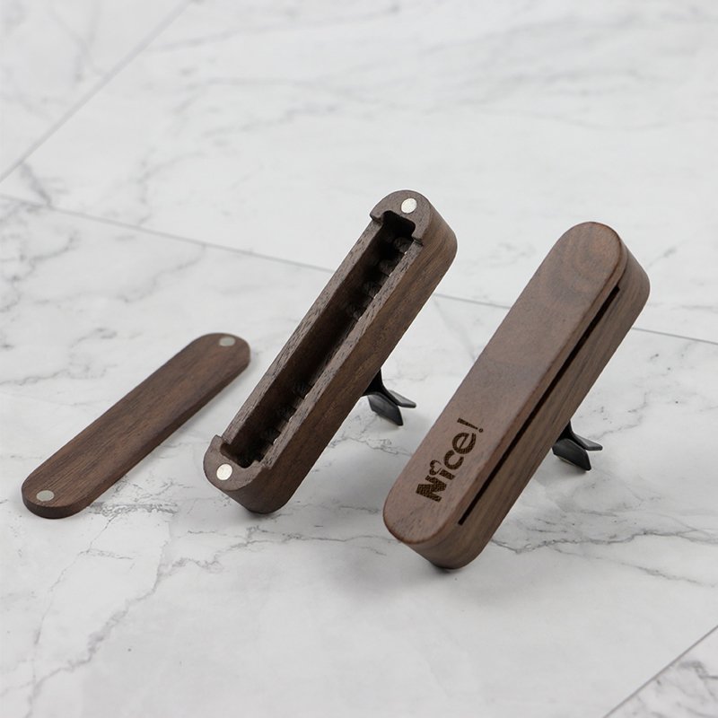 Car Diffuser Clip Air Freshener Custom Walnut Wood Outlet Perfume Air Clip Car Perfume Diffuser Fragrance Car Accessories