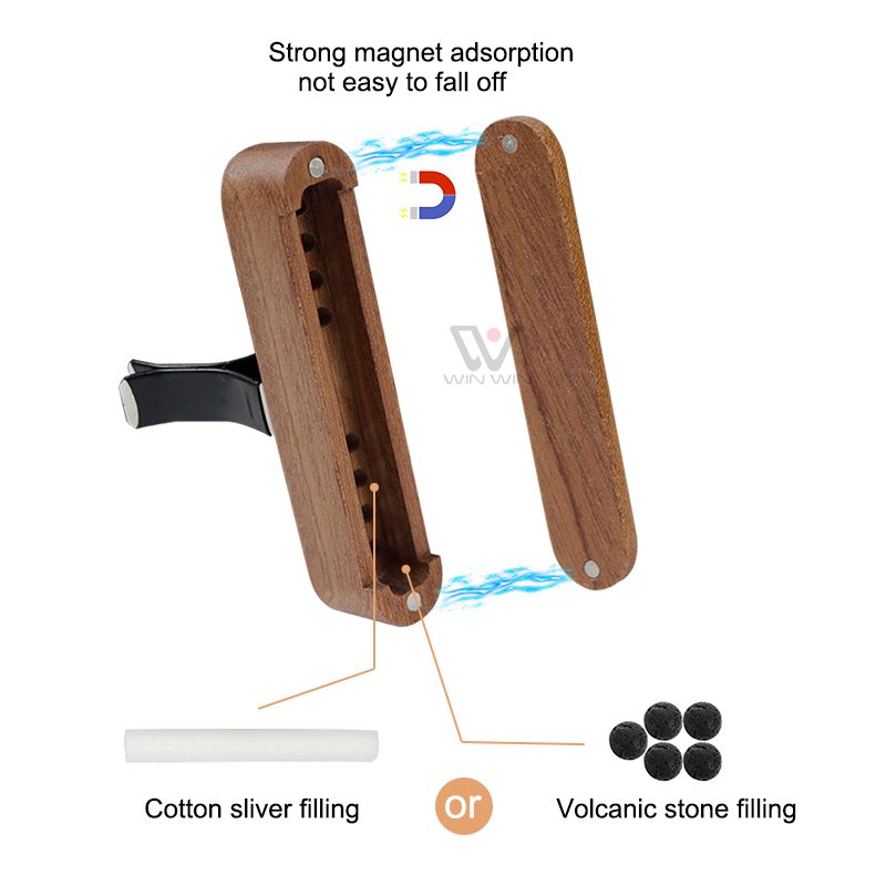 Car Diffuser Clip Air Freshener Custom Walnut Wood Outlet Perfume Air Clip Car Perfume Diffuser Fragrance Car Accessories